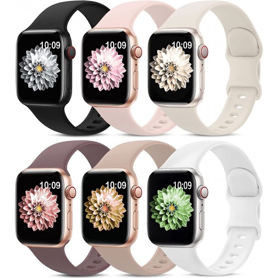 6 Pack Sport Bands Compatible with Apple Watch Band 38mm 40mm 41mm 42mm 44mm 45mm 49mm,Soft Silicone Waterproof Strap Compatible with iWatch Apple Watch Series Ultra 8 7 6 5 4 3 2 1 SE Women Men 6 Pack Sport Bands Compatible with Apple Watch Band 38mm 40mm 41mm 42mm 44mm 45mm 49mm,Soft Silicone Waterproof Strap Compatible with iWatch Apple Watch Series Ultra 8 7 6 5 4 3 2 1 SE Women Men