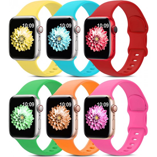 6 Pack Sport Bands Compatible with Apple Watch Band 38mm 40mm 41mm 42mm 44mm 45mm 49mm,Soft Silicone Waterproof Strap Compatible with iWatch Apple Watch Series Ultra 8 7 6 5 4 3 2 1 SE Women Men 6 Pack Sport Bands Compatible with Apple Watch Band 38mm 40mm 41mm 42mm 44mm 45mm 49mm,Soft Silicone Waterproof Strap Compatible with iWatch Apple Watch Series Ultra 8 7 6 5 4 3 2 1 SE Women Men
