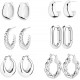 6 Pairs Hoop Earrings for Women Lightweight Chunky Hoop Earrings Multipack Hypoallergenic, Thick Open Twisted Huggie Hoops Earring Set Jewelry