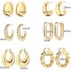 6 Pairs Hoop Earrings for Women Lightweight Chunky Hoop Earrings Multipack Hypoallergenic, Thick Open Twisted Huggie Hoops Earring Set Jewelry