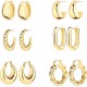 6 Pairs Hoop Earrings for Women Lightweight Chunky Hoop Earrings Multipack Hypoallergenic, Thick Open Twisted Huggie Hoops Earring Set Jewelry