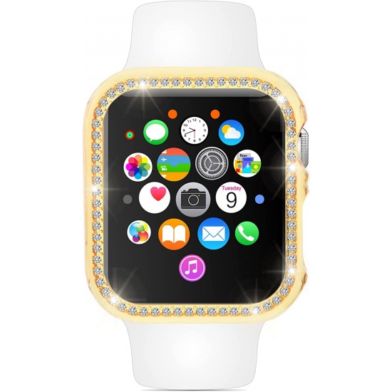 8pcs/set  Watch Case Compatible with Apple Watch Series 6/5/4/SE Bling Diamond Bumper with Rhinestones Cover Watch Protector Plated Hard Frame Accessories for Women Girls