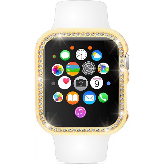 8pcs/set  Watch Case Compatible with Apple Watch Series 6/5/4/SE Bling Diamond Bumper with Rhinestones Cover Watch Protector Plated Hard Frame Accessories for Women Girls