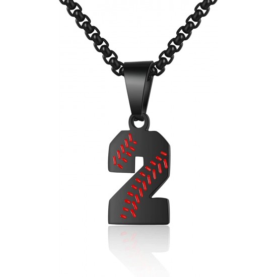 Baseball Number Necklace for Boy Athletes Jersey Number Necklace Stainless Steel Chain Baseball Charm Pendant Personalized Baseball Gift for Men