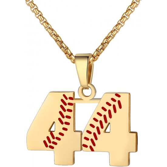 Baseball Number Necklace for Boy Athletes Jersey Number Necklace Stainless Steel Chain Baseball Charm Pendant Personalized Baseball Gift for Men