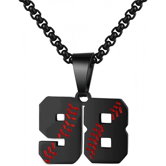 Baseball Number Necklace for Boy Athletes Jersey Number Necklace Stainless Steel Chain Baseball Charm Pendant Personalized Baseball Gift for Men