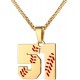 Baseball Number Necklace for Boy Athletes Jersey Number Necklace Stainless Steel Chain Baseball Charm Pendant Personalized Baseball Gift for Men