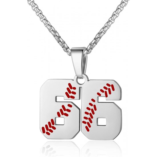 Baseball Number Necklace for Boy Athletes Jersey Number Necklace Stainless Steel Chain Baseball Charm Pendant Personalized Baseball Gift for Men