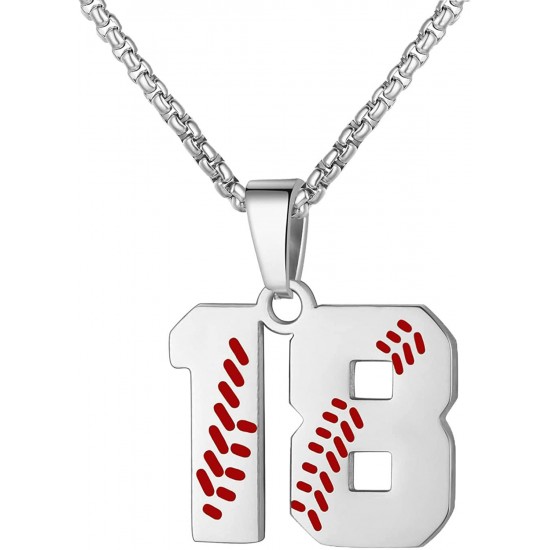 Baseball Number Necklace for Boy Athletes Jersey Number Necklace Stainless Steel Chain Baseball Charm Pendant Personalized Baseball Gift for Men