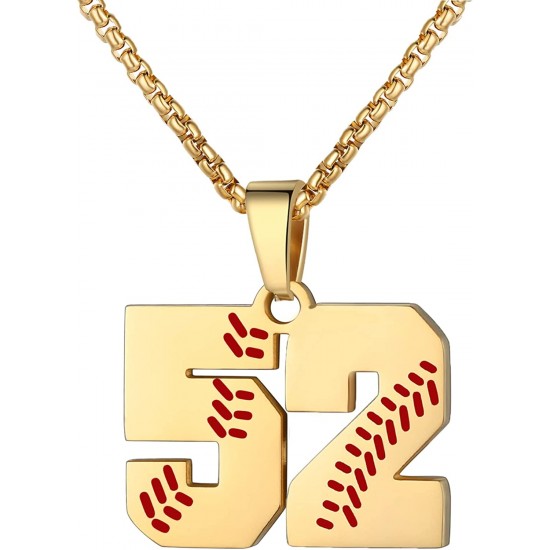 Baseball Number Necklace for Boy Athletes Jersey Number Necklace Stainless Steel Chain Baseball Charm Pendant Personalized Baseball Gift for Men