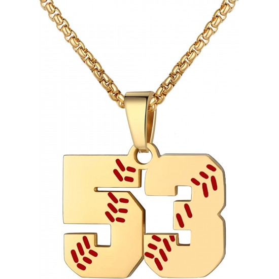 Baseball Number Necklace for Boy Athletes Jersey Number Necklace Stainless Steel Chain Baseball Charm Pendant Personalized Baseball Gift for Men