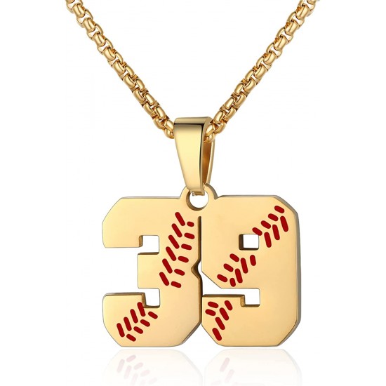 Baseball Number Necklace for Boy Athletes Jersey Number Necklace Stainless Steel Chain Baseball Charm Pendant Personalized Baseball Gift for Men