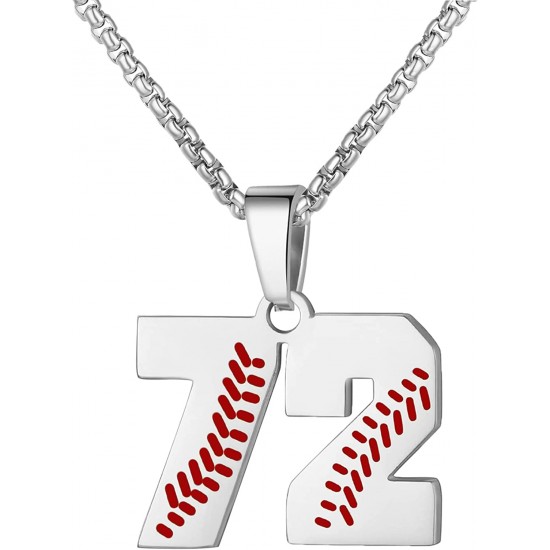 Baseball Number Necklace for Boy Athletes Jersey Number Necklace Stainless Steel Chain Baseball Charm Pendant Personalized Baseball Gift for Men