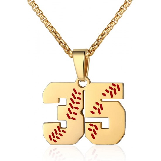 Baseball Number Necklace for Boy Athletes Jersey Number Necklace Stainless Steel Chain Baseball Charm Pendant Personalized Baseball Gift for Men