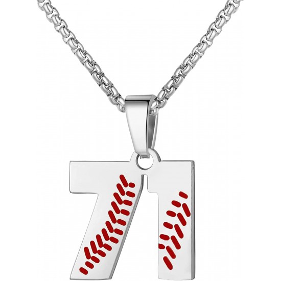 Baseball Number Necklace for Boy Athletes Jersey Number Necklace Stainless Steel Chain Baseball Charm Pendant Personalized Baseball Gift for Men