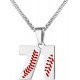 Baseball Number Necklace for Boy Athletes Jersey Number Necklace Stainless Steel Chain Baseball Charm Pendant Personalized Baseball Gift for Men