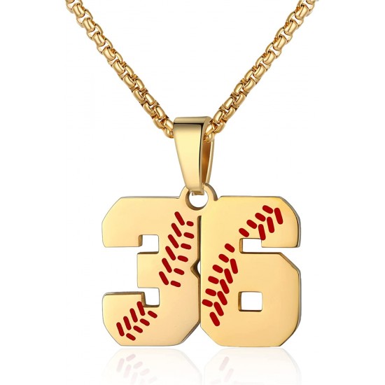 Baseball Number Necklace for Boy Athletes Jersey Number Necklace Stainless Steel Chain Baseball Charm Pendant Personalized Baseball Gift for Men