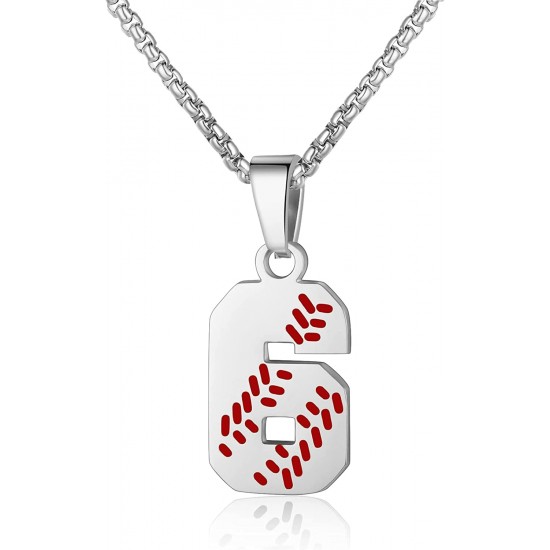 Baseball Number Necklace for Boy Athletes Jersey Number Necklace Stainless Steel Chain Baseball Charm Pendant Personalized Baseball Gift for Men