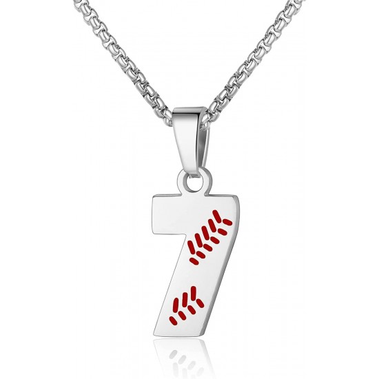 Baseball Number Necklace for Boy Athletes Jersey Number Necklace Stainless Steel Chain Baseball Charm Pendant Personalized Baseball Gift for Men