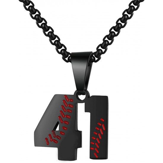 Baseball Number Necklace for Boy Athletes Jersey Number Necklace Stainless Steel Chain Baseball Charm Pendant Personalized Baseball Gift for Men