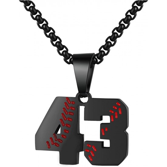 Baseball Number Necklace for Boy Athletes Jersey Number Necklace Stainless Steel Chain Baseball Charm Pendant Personalized Baseball Gift for Men