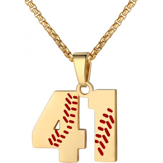 Baseball Number Necklace for Boy Athletes Jersey Number Necklace Stainless Steel Chain Baseball Charm Pendant Personalized Baseball Gift for Men