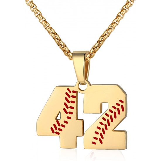 Baseball Number Necklace for Boy Athletes Jersey Number Necklace Stainless Steel Chain Baseball Charm Pendant Personalized Baseball Gift for Men