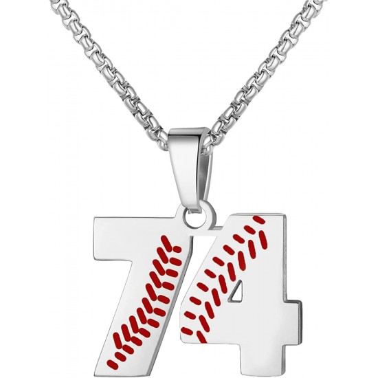 Baseball Number Necklace for Boy Athletes Jersey Number Necklace Stainless Steel Chain Baseball Charm Pendant Personalized Baseball Gift for Men