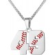 Baseball Number Necklace for Boy Athletes Jersey Number Necklace Stainless Steel Chain Baseball Charm Pendant Personalized Baseball Gift for Men