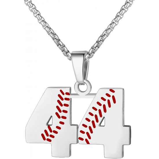 Baseball Number Necklace for Boy Athletes Jersey Number Necklace Stainless Steel Chain Baseball Charm Pendant Personalized Baseball Gift for Men