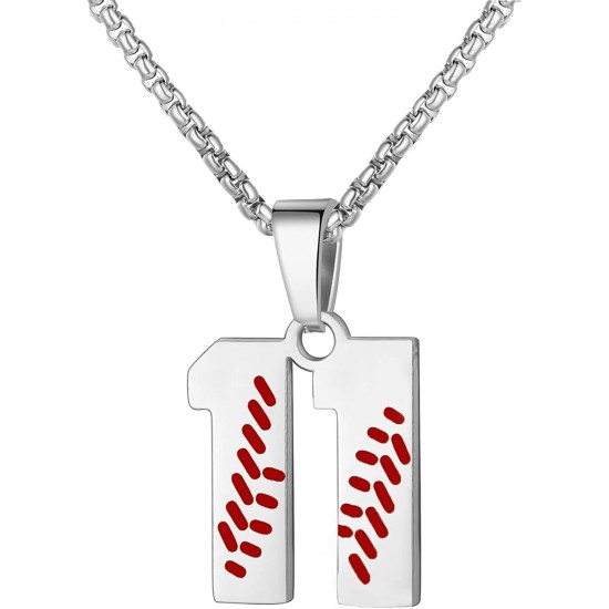 Baseball Number Necklace for Boy Athletes Jersey Number Necklace Stainless Steel Chain Baseball Charm Pendant Personalized Baseball Gift for Men