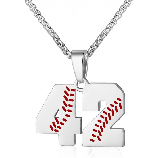 Baseball Number Necklace for Boy Athletes Jersey Number Necklace Stainless Steel Chain Baseball Charm Pendant Personalized Baseball Gift for Men