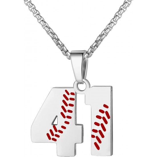 Baseball Number Necklace for Boy Athletes Jersey Number Necklace Stainless Steel Chain Baseball Charm Pendant Personalized Baseball Gift for Men