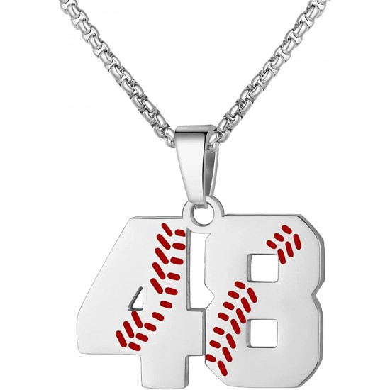 Baseball Number Necklace for Boy Athletes Jersey Number Necklace Stainless Steel Chain Baseball Charm Pendant Personalized Baseball Gift for Men