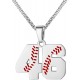 Baseball Number Necklace for Boy Athletes Jersey Number Necklace Stainless Steel Chain Baseball Charm Pendant Personalized Baseball Gift for Men