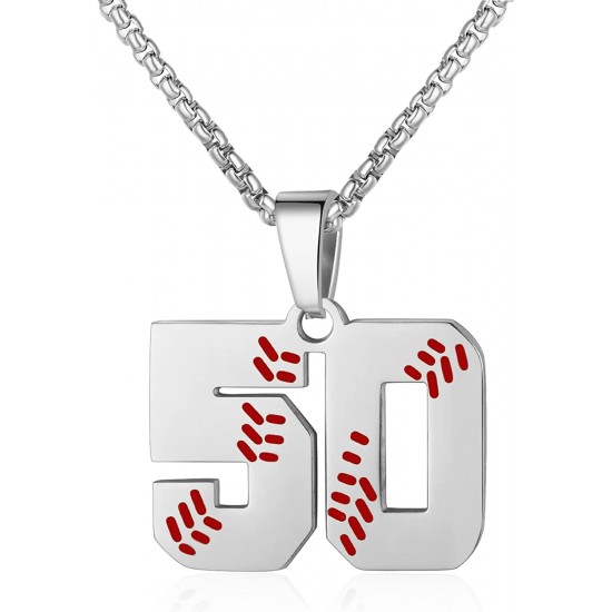 Baseball Number Necklace for Boy Athletes Jersey Number Necklace Stainless Steel Chain Baseball Charm Pendant Personalized Baseball Gift for Men