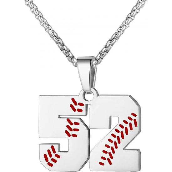 Baseball Number Necklace for Boy Athletes Jersey Number Necklace Stainless Steel Chain Baseball Charm Pendant Personalized Baseball Gift for Men