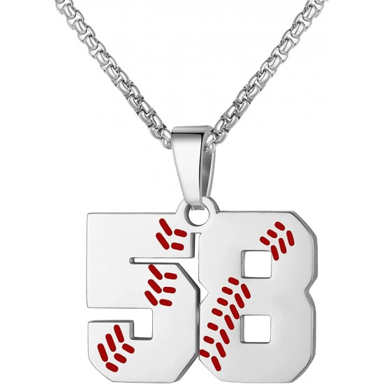 Baseball Number Necklace for Boy Athletes Jersey Number Necklace Stainless Steel Chain Baseball Charm Pendant Personalized Baseball Gift for Men