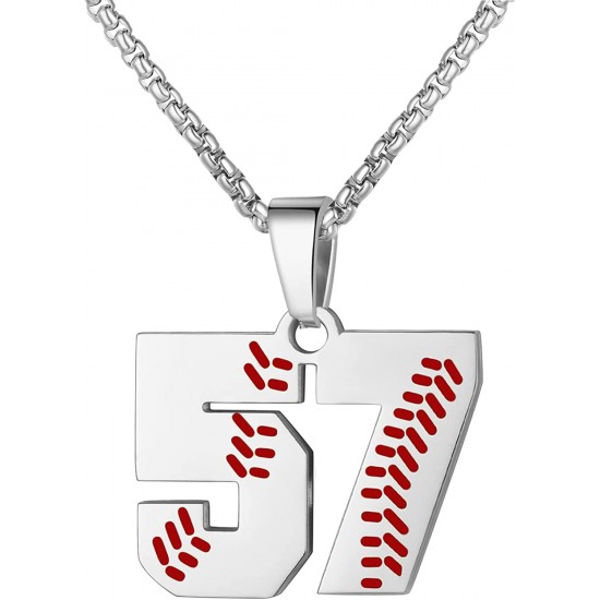 Baseball Number Necklace for Boy Athletes Jersey Number Necklace Stainless Steel Chain Baseball Charm Pendant Personalized Baseball Gift for Men