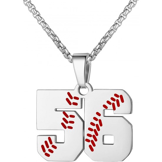 Baseball Number Necklace for Boy Athletes Jersey Number Necklace Stainless Steel Chain Baseball Charm Pendant Personalized Baseball Gift for Men