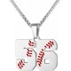 Baseball Number Necklace for Boy Athletes Jersey Number Necklace Stainless Steel Chain Baseball Charm Pendant Personalized Baseball Gift for Men