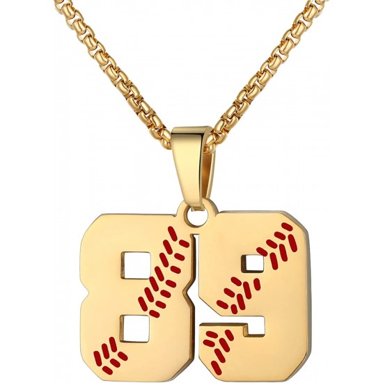 Baseball Number Necklace for Boy Athletes Jersey Number Necklace Stainless Steel Chain Baseball Charm Pendant Personalized Baseball Gift for Men