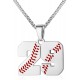 Baseball Number Necklace for Boy Athletes Jersey Number Necklace Stainless Steel Chain Baseball Charm Pendant Personalized Baseball Gift for Men