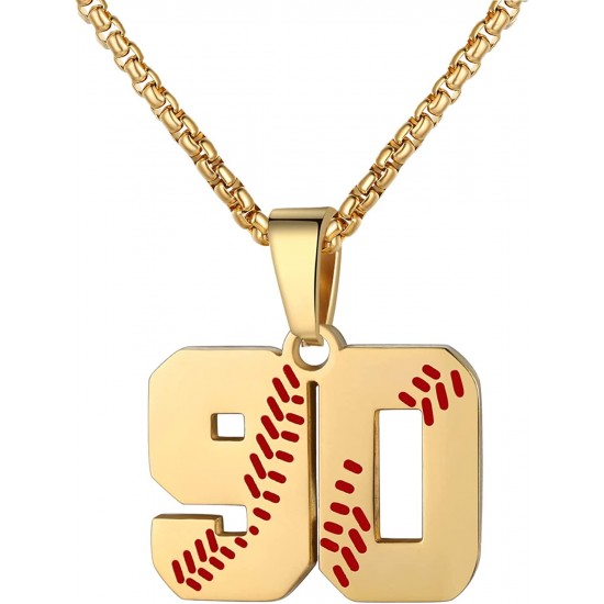 Baseball Number Necklace for Boy Athletes Jersey Number Necklace Stainless Steel Chain Baseball Charm Pendant Personalized Baseball Gift for Men