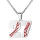 Baseball Number Necklace for Boy Athletes Jersey Number Necklace Stainless Steel Chain Baseball Charm Pendant Personalized Baseball Gift for Men