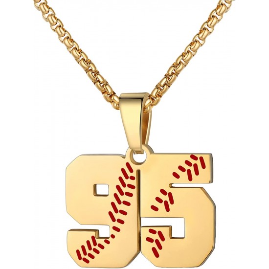 Baseball Number Necklace for Boy Athletes Jersey Number Necklace Stainless Steel Chain Baseball Charm Pendant Personalized Baseball Gift for Men