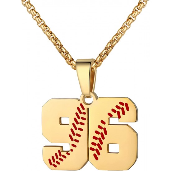 Baseball Number Necklace for Boy Athletes Jersey Number Necklace Stainless Steel Chain Baseball Charm Pendant Personalized Baseball Gift for Men