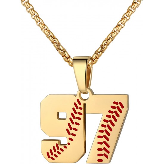 Baseball Number Necklace for Boy Athletes Jersey Number Necklace Stainless Steel Chain Baseball Charm Pendant Personalized Baseball Gift for Men