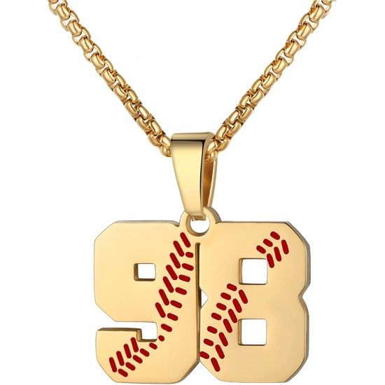 Baseball Number Necklace for Boy Athletes Jersey Number Necklace Stainless Steel Chain Baseball Charm Pendant Personalized Baseball Gift for Men