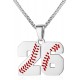 Baseball Number Necklace for Boy Athletes Jersey Number Necklace Stainless Steel Chain Baseball Charm Pendant Personalized Baseball Gift for Men